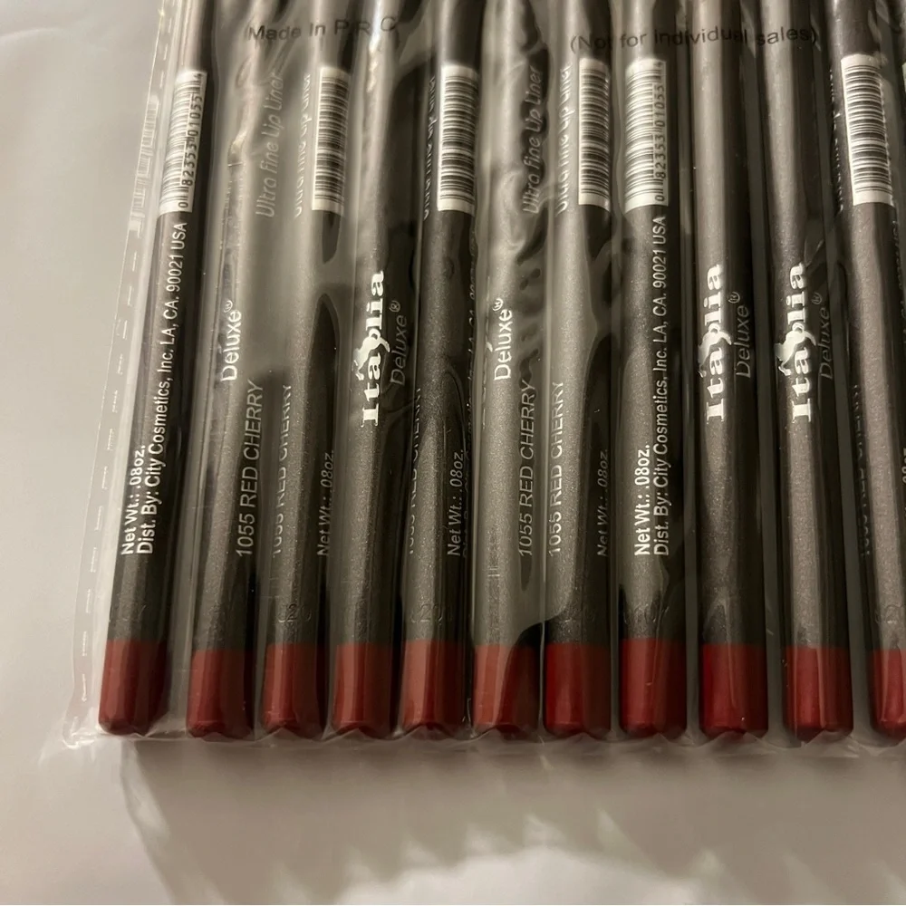 New 12PC Italia Deluxe Ultra Fine Lip Liner Set RED CHERRY - Picture 2 of 2